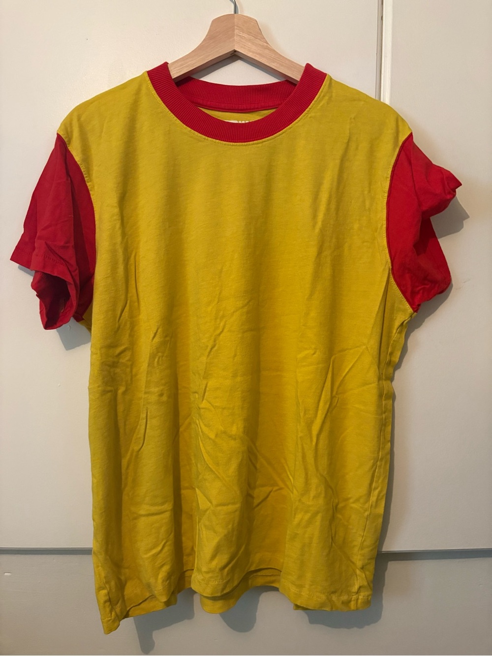 Short Sleeve Colorblock T-Shirt - Yellow & Red